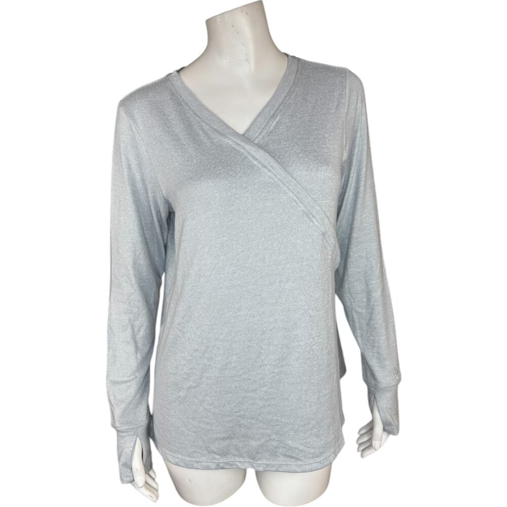 Cuddl Duds Seriously Soft Wrap Over Top Grey Heather Small Long Sleeve Casual